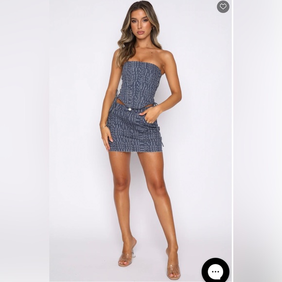 WFB Two Way Street Bustier Navy Logo Print - Picture 3 of 3